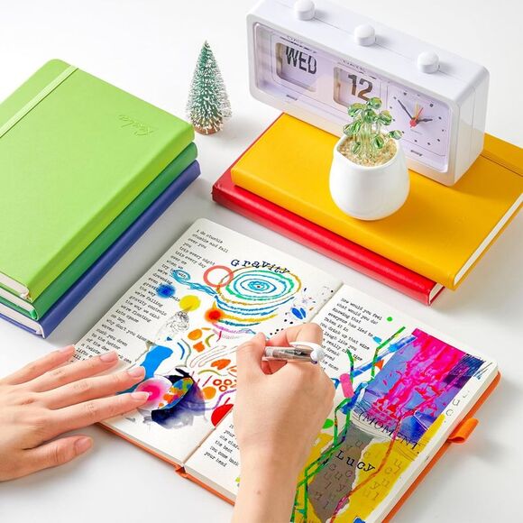 Dotted Journal Kit, Dot Grid Journal Hardcover Planner Notebook Set for Beginner - Picture 5 of 12